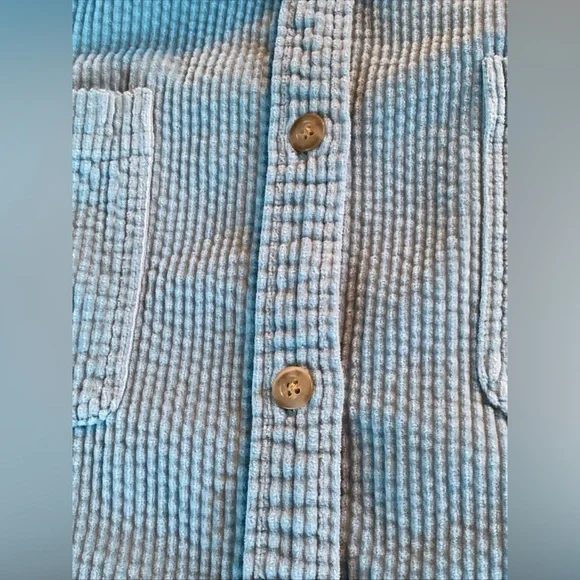 Vtg LL Bean Shirt Jacket Womens Sz 3XTeal Blue Corduroy Wide Wale Shacket Button - Picture 8 of 14